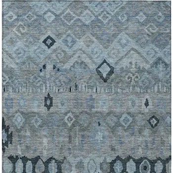 3' X 5' Gray And Charcoal Geometric Washable Indoor Outdoor Area Rug
