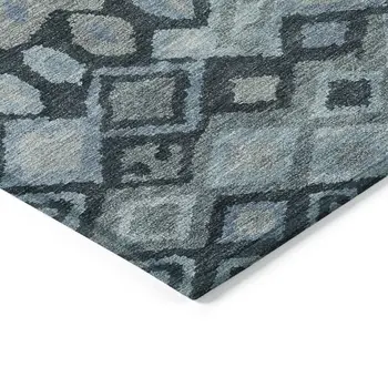 5' X 8' Gray And Charcoal Geometric Washable Indoor Outdoor Area Rug