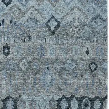 5' X 8' Gray And Charcoal Geometric Washable Indoor Outdoor Area Rug