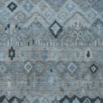 9' X 12' Gray And Charcoal Geometric Washable Indoor Outdoor Area Rug
