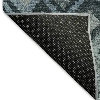 10' X 14' Gray And Charcoal Geometric Washable Indoor Outdoor Area Rug