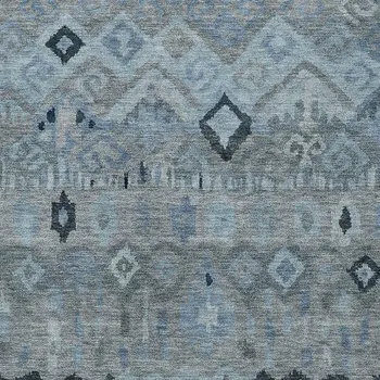 10' X 14' Gray And Charcoal Geometric Washable Indoor Outdoor Area Rug