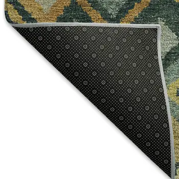 3' X 5' Green Gold And Copper Geometric Washable Indoor Outdoor Area Rug