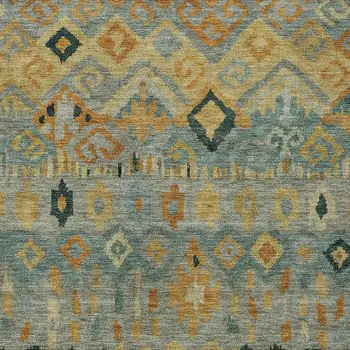 10' X 14' Green Gold And Copper Geometric Washable Indoor Outdoor Area Rug