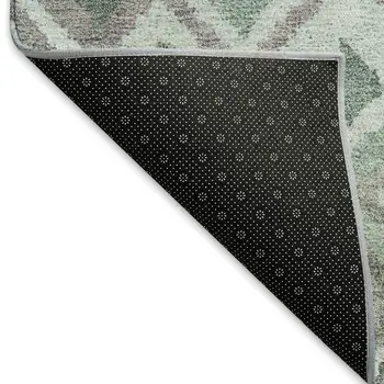 8' X 10' Artichoke Green Gray And Ivory Geometric Washable Indoor Outdoor Area Rug