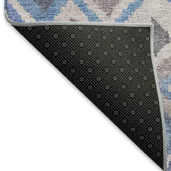 8' X 10' Blue Gray And Ivory Geometric Washable Indoor Outdoor Area Rug