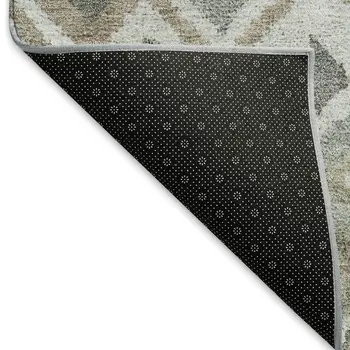 9' X 12' Pewter Ivory And Tan Geometric Washable Indoor Outdoor Area Rug