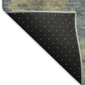 5' X 8' Blue And Beige Floral Washable Indoor Outdoor Area Rug