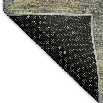 3' X 5' Pewter Gold And Beige Floral Washable Indoor Outdoor Area Rug