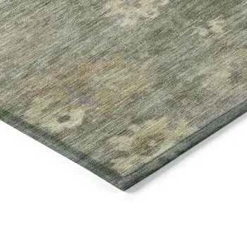 5' X 8' Sage And Beige Floral Washable Indoor Outdoor Area Rug