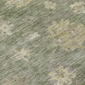8' X 10' Sage And Beige Floral Washable Indoor Outdoor Area Rug