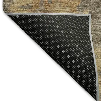 9' X 12' Taupe Beige And Brown Floral Washable Indoor Outdoor Area Rug