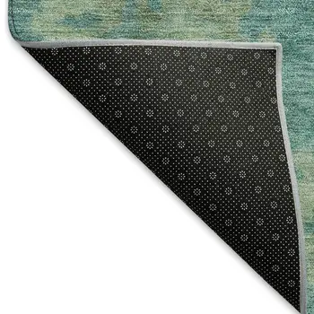 5' X 8' Teal Blue And Fern Green Floral Washable Indoor Outdoor Area Rug