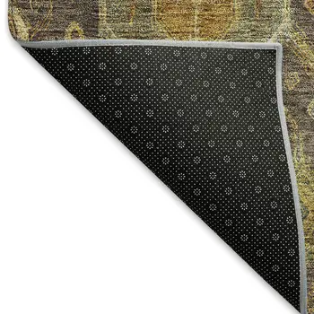 8' X 10' Chocolate Gold And Burgundy Ikat Washable Indoor Outdoor Area Rug