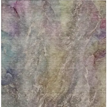 5' X 8' Beige And Gray Abstract Washable Indoor Outdoor Area Rug