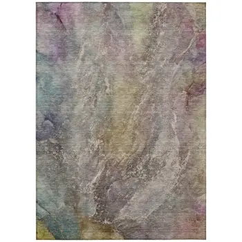 5' X 8' Beige And Gray Abstract Washable Indoor Outdoor Area Rug