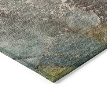5' X 8' Beige And Gray Abstract Washable Indoor Outdoor Area Rug