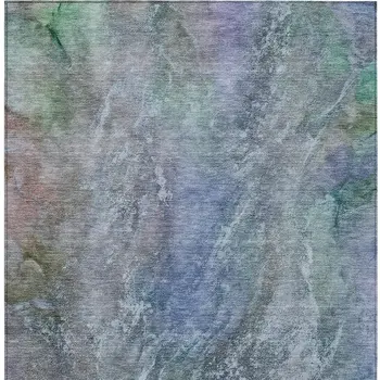 8' X 10' Blue Green And Purple Abstract Washable Indoor Outdoor Area Rug