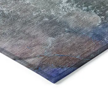 8' X 10' Blue Green And Purple Abstract Washable Indoor Outdoor Area Rug