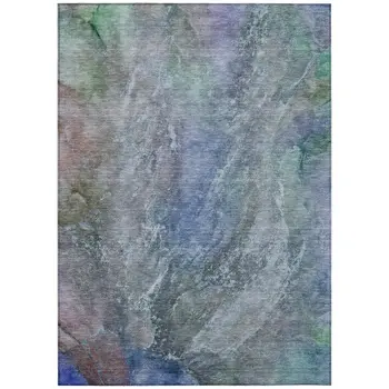 10' X 14' Blue Green And Purple Abstract Washable Indoor Outdoor Area Rug