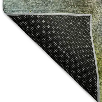10' X 14' Green Pink And Gold Abstract Washable Indoor Outdoor Area Rug