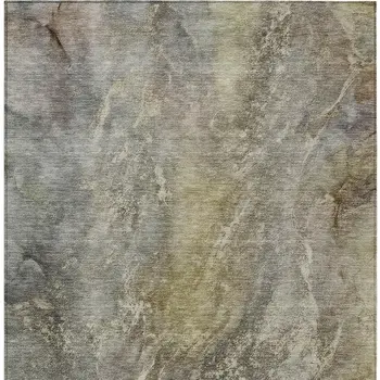5' X 8' Pewter And Gray Abstract Washable Indoor Outdoor Area Rug