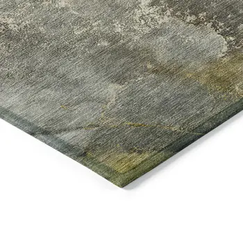 10' X 14' Pewter And Gray Abstract Washable Indoor Outdoor Area Rug