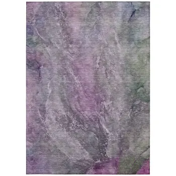 8' X 10' Plum And Ivory Abstract Washable Indoor Outdoor Area Rug