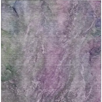 8' X 10' Plum And Ivory Abstract Washable Indoor Outdoor Area Rug