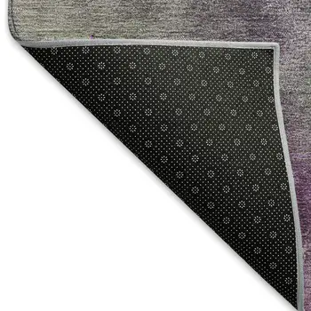 9' X 12' Plum And Ivory Abstract Washable Indoor Outdoor Area Rug