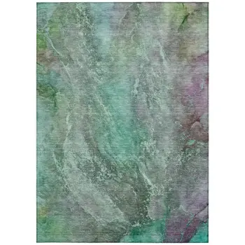 3' X 5' Teal Blue And Purple Abstract Washable Indoor Outdoor Area Rug
