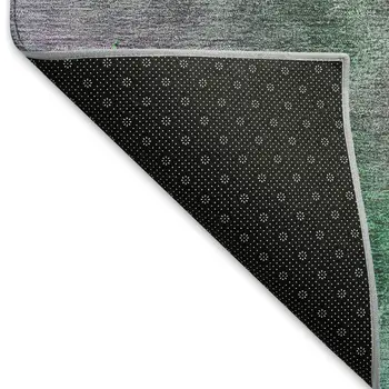 9' X 12' Teal Blue And Purple Abstract Washable Indoor Outdoor Area Rug