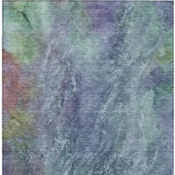 3' X 5' Blue Gray And Green Abstract Washable Indoor Outdoor Area Rug