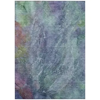 3' X 5' Blue Gray And Green Abstract Washable Indoor Outdoor Area Rug