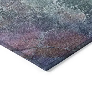 3' X 5' Blue Gray And Green Abstract Washable Indoor Outdoor Area Rug