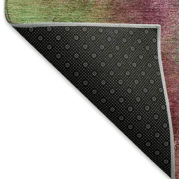 5' X 8' Blush Green And Purple Abstract Washable Indoor Outdoor Area Rug