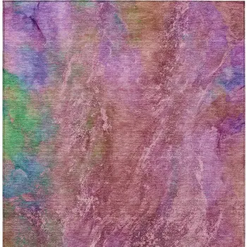 10' X 14' Blush Green And Purple Abstract Washable Indoor Outdoor Area Rug
