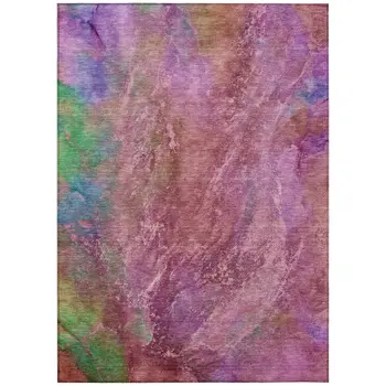 10' X 14' Blush Green And Purple Abstract Washable Indoor Outdoor Area Rug