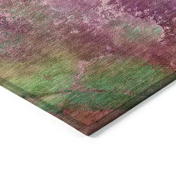 10' X 14' Blush Green And Purple Abstract Washable Indoor Outdoor Area Rug