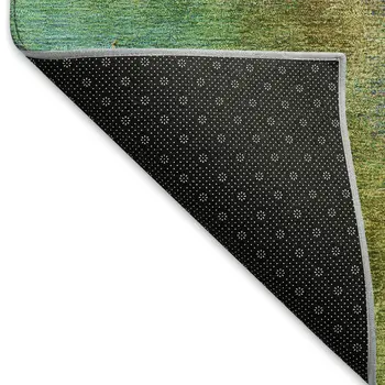8' Green Pink And Blue Round Abstract Washable Indoor Outdoor Area Rug