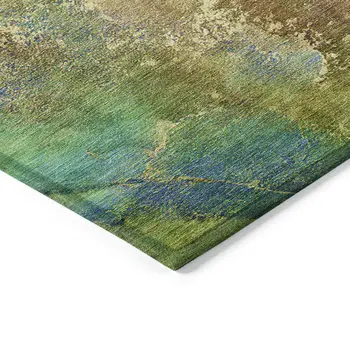 8' Green Pink And Blue Round Abstract Washable Indoor Outdoor Area Rug