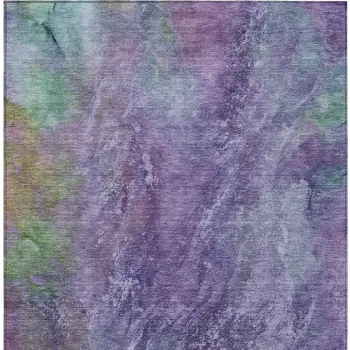 8' X 10' Purple And Green Abstract Washable Indoor Outdoor Area Rug