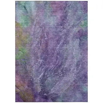 8' X 10' Purple And Green Abstract Washable Indoor Outdoor Area Rug