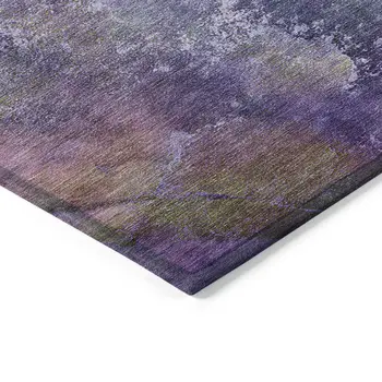 8' X 10' Purple And Green Abstract Washable Indoor Outdoor Area Rug