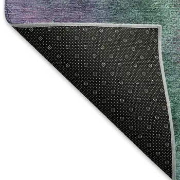 5' X 8' Teal Blue Green And Purple Abstract Washable Indoor Outdoor Area Rug