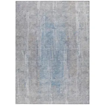 5' X 8' Beige And Blue Abstract Washable Indoor Outdoor Area Rug