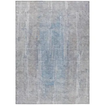 10' X 14' Beige And Blue Abstract Washable Indoor Outdoor Area Rug