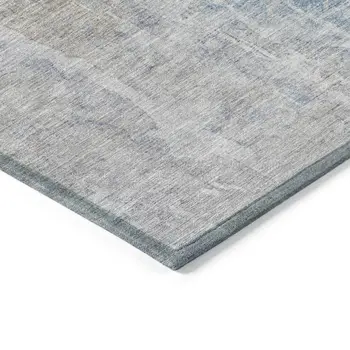 10' X 14' Beige And Blue Abstract Washable Indoor Outdoor Area Rug