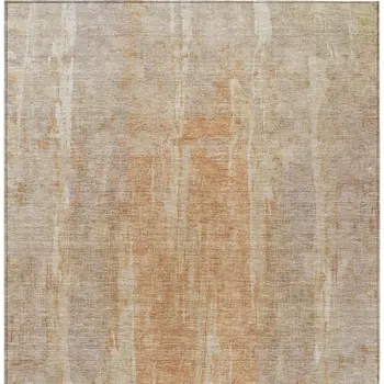 5' X 8' Khaki And Beige Abstract Washable Indoor Outdoor Area Rug