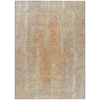 5' X 8' Khaki And Beige Abstract Washable Indoor Outdoor Area Rug